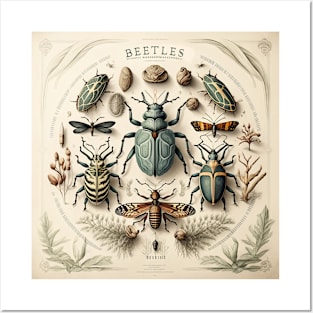 Beetles Pale Blue Posters and Art